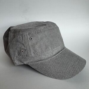 Advisery Grey Cotton Cadet Hat Military Style Flat Top Adjustable Cap